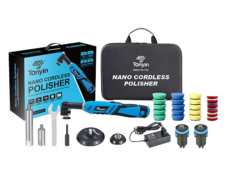 Tonyin Nano Polisher Kit - Maszyna polerska do detali skok DA 9mm + rotacja 30 padów polerskich