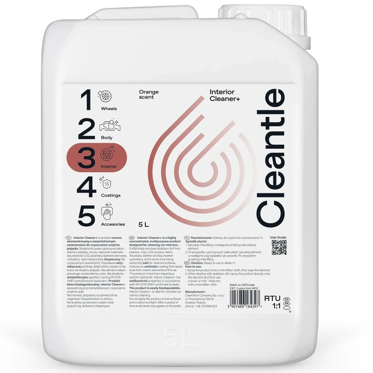 Cleantle Interior Cleaner +  Środek do czyszczenia wnętrza, gotowy do użycia 5000ml