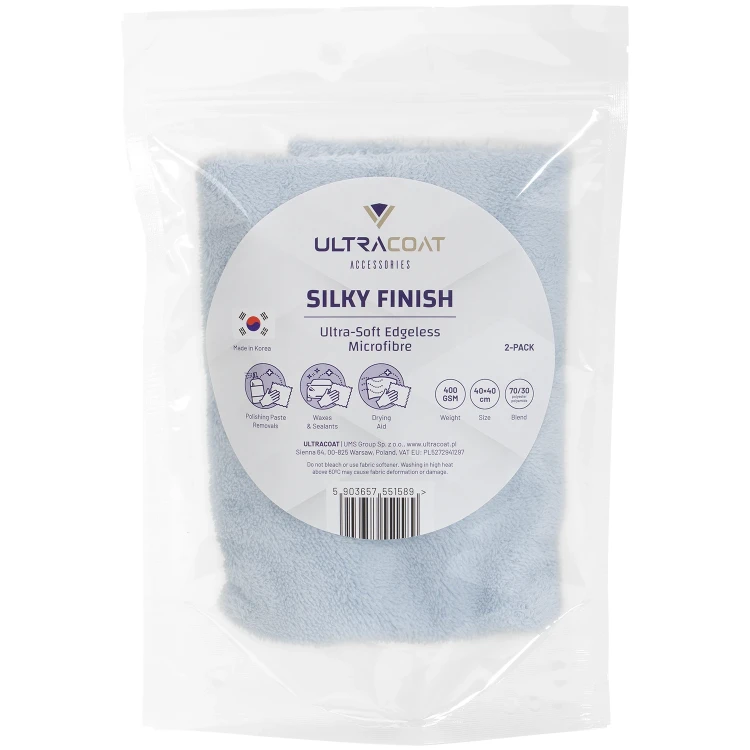 Ultracoat Silky Finish – miękka mikrofibra, puszyste włosie, 40x40cm, 400gsm, 2 sztuki