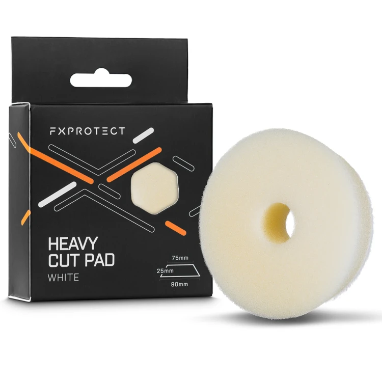 FX PROTECT Heavy Cut Pad White - Twardy pad polerski do usuwania dużych rys 75/90mm