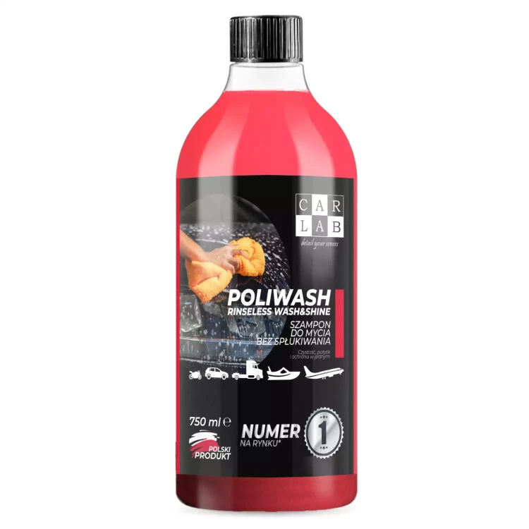 Carlab Poliwash Red - Szampon z polimerami do mycia bez spłukiwania, rinseless 750ml