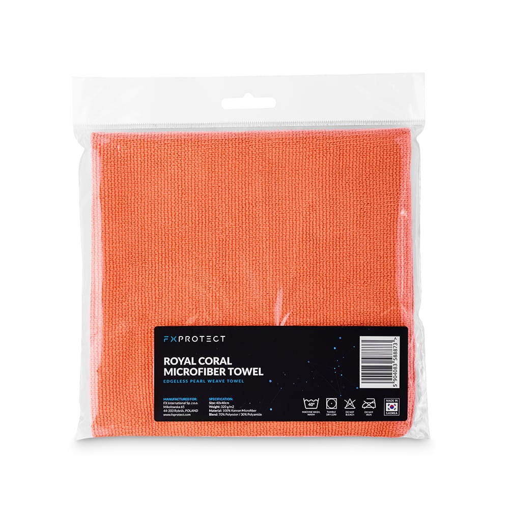 FXPROTECT Royal Coral Microfiber Towel Miękka uniwersalna mikrofibra bez krawędzi 40x40cm