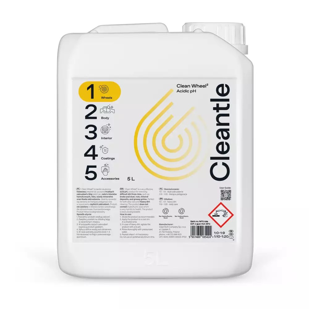 Cleantle Clean Wheel 2 – Produkt do czyszczenia felg, kwasowy 5000ml
