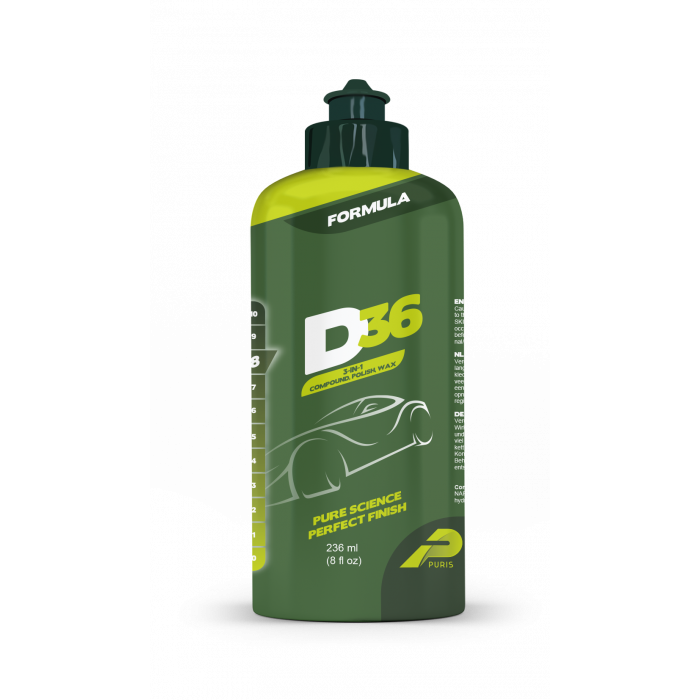 Puris Car Care D36 3in1 - Wysokiej jakości pasta polerska, usuwa rysy, odżywa, zabezpiecza 236ml