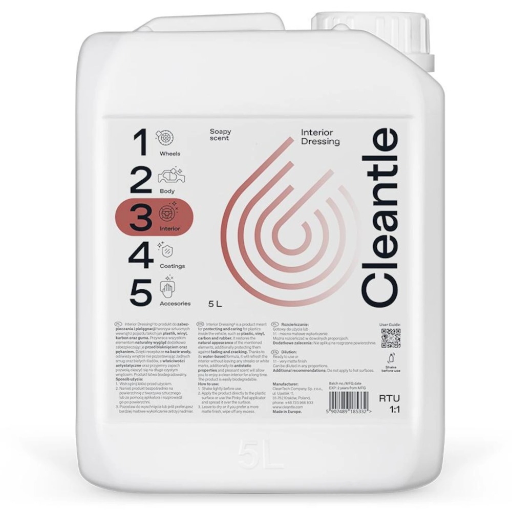 Cleantle Interior Dressing Produkt do zabezpieczenia kokpitu, deski rozdzielczej 5000ml