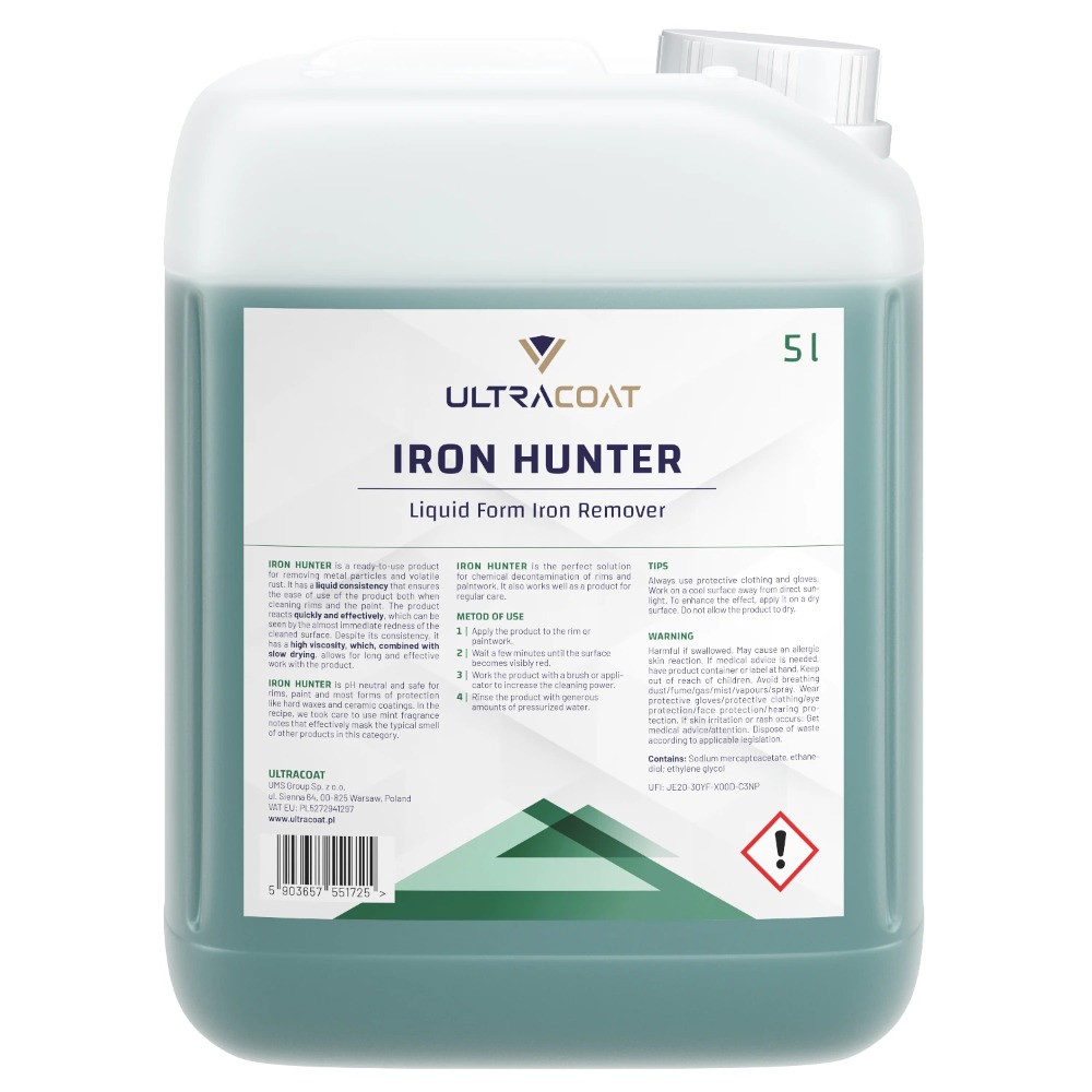 Ultracoat Iron Hunter - usuwa osady metaliczne z klocków hamulcowych, lakier, felgi, deironizer 5L